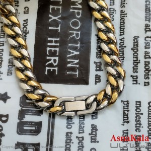 زنجیر کارتیر طلایی نقره ای استیل 60 سانتی متر 10میل با قفل رولکسی  کد GNB162237W