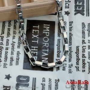 زنجیر آجری بزرگ نقره ای استیل 50 سانتی متر  کد GNB162238W