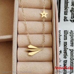 گردنبند طلایی دخترانه استیل کد GNB162244W