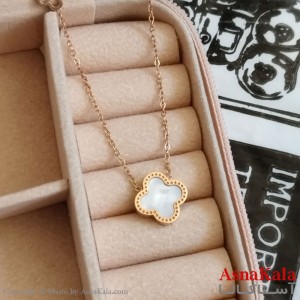 گردنبند ونکلیف دو رو رزگلد دخترانه استیل