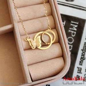 گردنبند پروانه طلایی دخترانه استیل کد GNB162248W