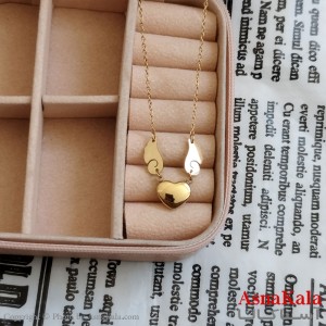 گردنبند قلب و بال طلایی دخترانه استیل کد GNB162265W