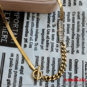 گردنبند نگیندار هرینگبون کارتیر طلایی دخترانه استیل کد GNB162270W