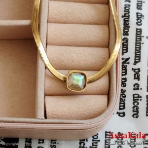 گردنبند نگیندار هرینگبون طلایی دخترانه استیل کد GNB162271W