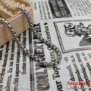 زنجیر نقره ای 60 سانتی متر استیل کد GNB162278W