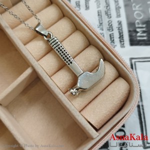 آویز گردنبند مردانه چکش رنگ نقره ای کد GNB162292W