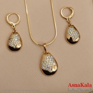 نیم ست زنانه ژوپینگ شامل گوشواره و گردنبند رنگ طلایی کد NIM141068W