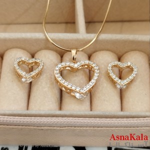 نیم ست زنانه ژوپینگ شامل گوشواره و گردنبند رنگ طلایی کد NIM141069W