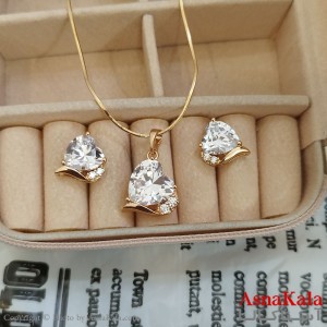 نیم ست زنانه ژوپینگ شامل گوشواره و گردنبند رنگ طلایی کد NIM141083W
