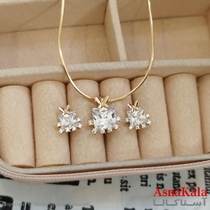نیم ست زنانه ژوپینگ شامل گوشواره و گردنبند رنگ طلایی کد NIM141086W