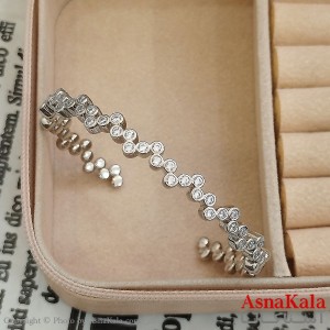 بنگل شوپینگ نگیندار فری سایز نقره ای کد DSB181621W