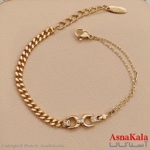 دستبند شوپینگ نگیندار طلایی