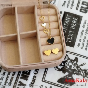 نیم ست زنانه شامل گردنبند و گوشواره ترند رنگ طلایی کد NIM141096W