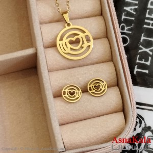 نیم ست زنانه شامل گردنبند و گوشواره ترند رنگ طلایی کد NIM141097W