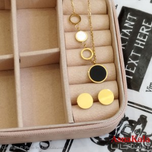 نیم ست زنانه شامل گردنبند و گوشواره ترند رنگ طلایی کد NIM141099W