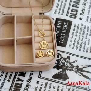 نیم ست زنانه رولکس شامل گردنبند و گوشواره رنگ طلایی کد NIM141102W