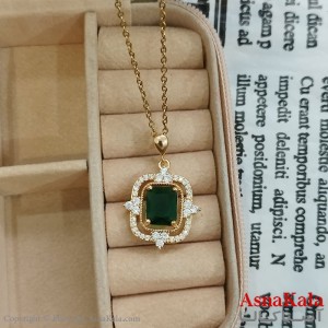 نیم ست زنانه مستطیل نگین سبز