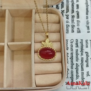 نیم ست زنانه بیضی نگین قرمز