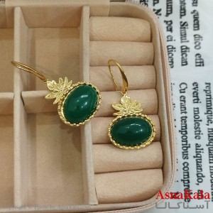 نیم ست زنانه شامل گردنبند و گوشواره  مدل بیضی نگین  قرمز رنگ طلایی کد NIM141112W