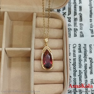 نیم ست زنانه قطره نگین قرمز