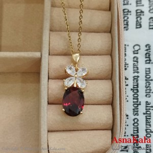 نیم ست زنانه شامل گردنبند و گوشواره  مدل  گل و اشک