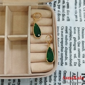 نیم ست زنانه مدل  قطره نگین سبز