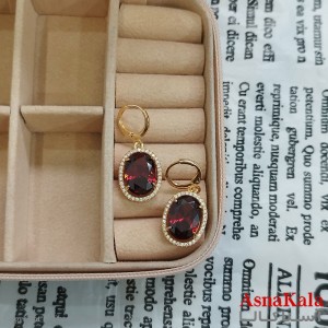 نیم ست زنانه شامل گردنبند و گوشواره  مدل بیضی جواهری