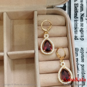 نیم ست زنانه  اشک نگین قرمز