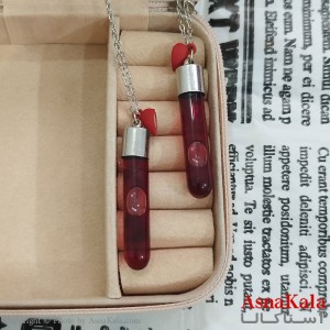 گردنبند ست استیل زنانه شیشه خون کد GNB162377W