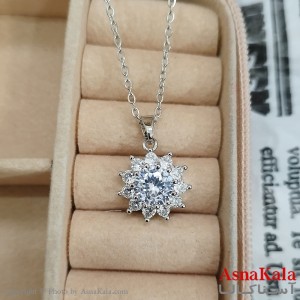 گردنبند استیل زنانه ستاره جواهری  نگین سفید  کد GNB162427W
