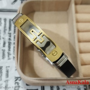 دستبند چرم مردانه  مدل صلیب کد DSB181661W