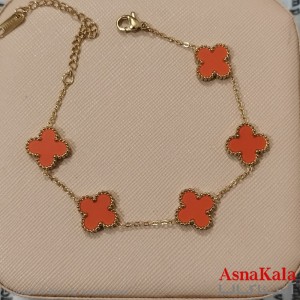 دستبندزنانه  زنجیری ونکلیف رنگ طلایی کد DSB181690W