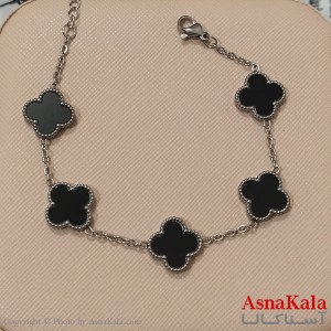 دستبند زنانه  زنجیری ونکلیف رنگ نقره ای کد DSB181695W