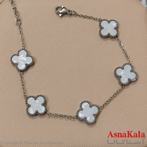 دستبند زنانه  زنجیری ونکلیف رنگ نقره ای کد DSB181696W