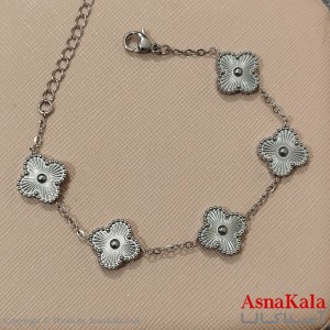 دستبند زنانه  زنجیری ونکلیف رنگ نقره ای کد DSB181697W