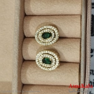 گوشواره استیل زنانه جواهری رنگ طلایی کد GSH152166W