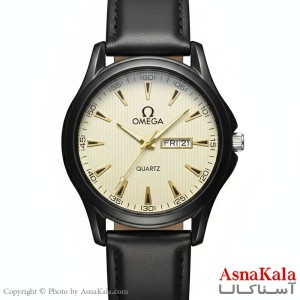 ساعت مردانه امگا چرم مشکی کلاسیک دارای روزشمار کد WTCH11414W