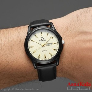 ساعت مردانه امگا چرم مشکی