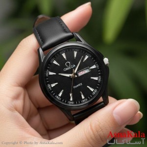 ساعت مردانه امگا چرم مشکی