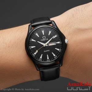 ساعت مردانه امگا چرم مشکی