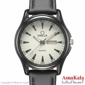 ساعت مردانه امگا چرم مشکی کلاسیک دارای روزشمار کد WTCH11418W