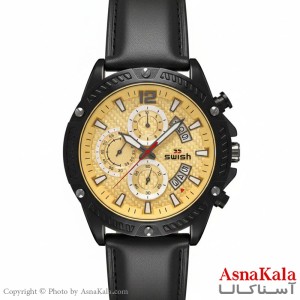 ساعت مردانه سویش کرنوگراف، ضدآب، بندچرم اصل، موتور کوارتز کد WTCH11430W
