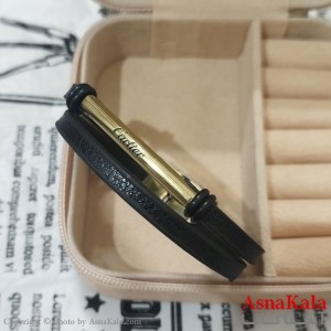 دستبند چرم دولاین مردانه  مدل کارتیر کد DSB181702W