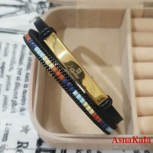 دستبند چرم دولاین مردانه  مدل کارتیر کد DSB181707W