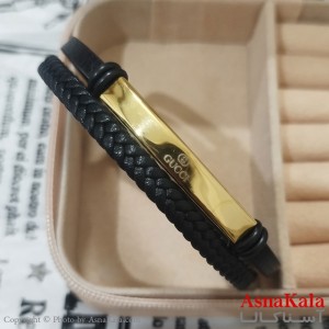 دستبند چرم دولاین مردانه  مدل کوکوچنل کد DSB181708W