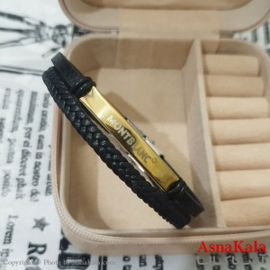 دستبند چرم دولاین مردانه  مدل مونت بلانک کد DSB181709W