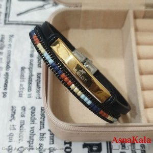 دستبند چرم دولاین مردانه  مدل هابلوت کد DSB181711W