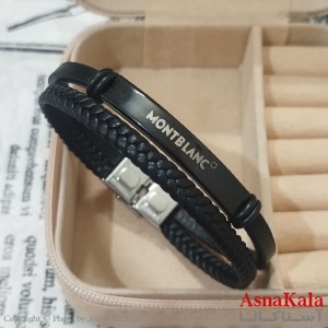 دستبند چرم  دولاین مردانه  مدل مونت بلانک کد DSB181715W