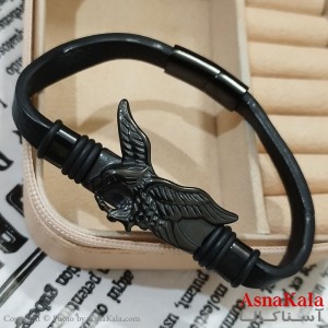 دستبند چرم مردانه  مدل عقاب کد DSB181737W