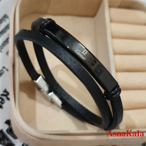 دستبند دولاین چرم مردانه  مدل کارتیر کد DSB181738W